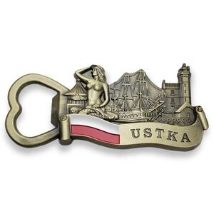 Ustka Poland Metal Beer Bottle Opener Fridge Refrigerator Magnet Travel Souvenir